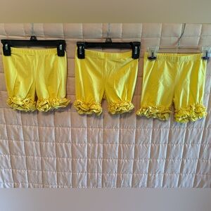 Yellow Ruffle Hem Shorts